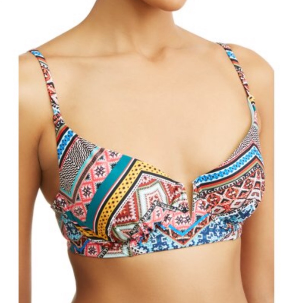 Time and Tru Multicolor Tribal Pattern Bikini Top